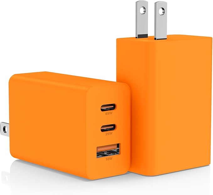 Hzevn 2Pack 65W USB C Wall Charger Block, 3-Port 100W USB C Charging Adapter,65W Type C Super Fast Charging Power Plug Cube for MacBook Pro/Air,i-Pad Pro,i-Phone 17/16/15, Galaxy S25,and More