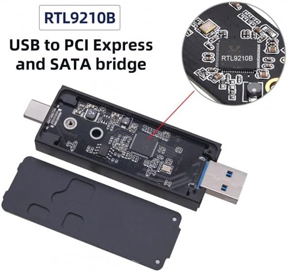 xiwai Type-C USB3.0 to Combo NVME M-Key M.2 NGFF SATA SSD PCBA Case 2230/2242mm Adapter RTL9210B Chipset