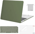 MOSISO Compatible with MacBook Air 13 inch Case M1 Chip 2021-2018 Release A2337 A2179 A1932, Plastic Hard Shell&Keyboard Cover&Screen Film&Storage Bag for MacBook Air 13.3 inch Case, Army Green