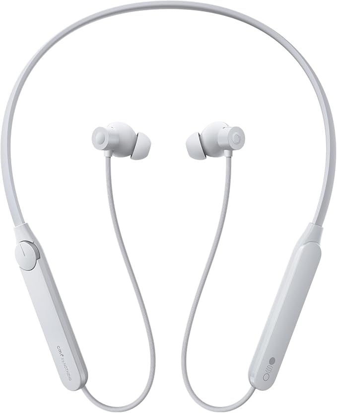 CMF BY NOTHING CMF Neckband Pro Bluetooth Headphones,50dB Hybrid Active Noise Cancelling Earbuds with 5 HD Mics,IP55 BT5.3 37Hours Long Play time Dual Device Connection Neckband Headphones-Light Grey