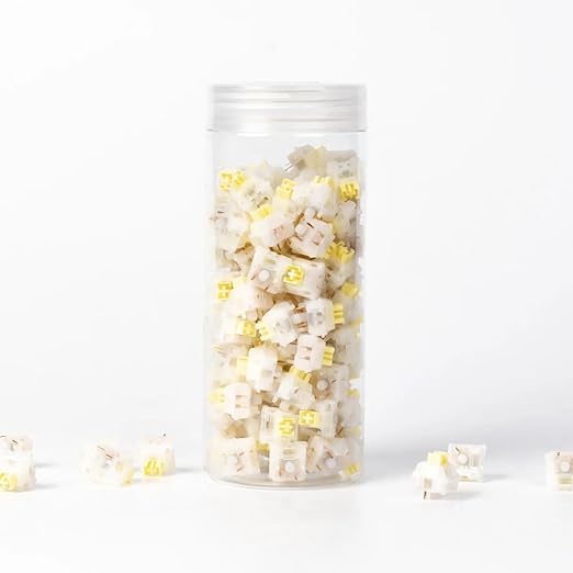Keychron Silent Banana Tactile Mechanical Keyboard Switches, 110pcs, Factory Pre-Lubed, 55gf Actuation, 5-Pin Hot-Swap, Muffler Pad for Ultra-Quiet Typing, Dustproof, SMD-LED Compatible