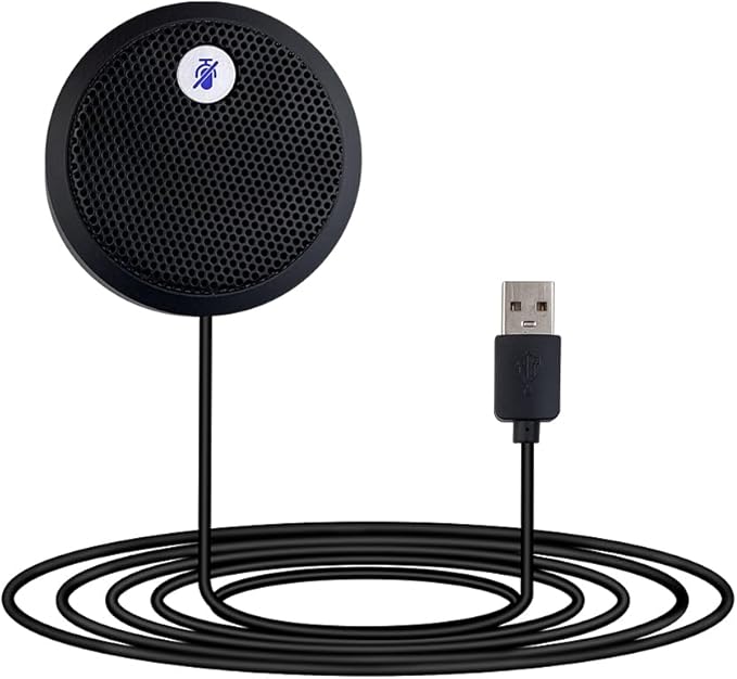 USB Computer Microphone, Conference USB Microphone, Mute Button with LED Indicator, Omnidirectional Condenser PC Mic for Video Conference, Plug&Play for PC, Laptop, Mac(No Speaker)