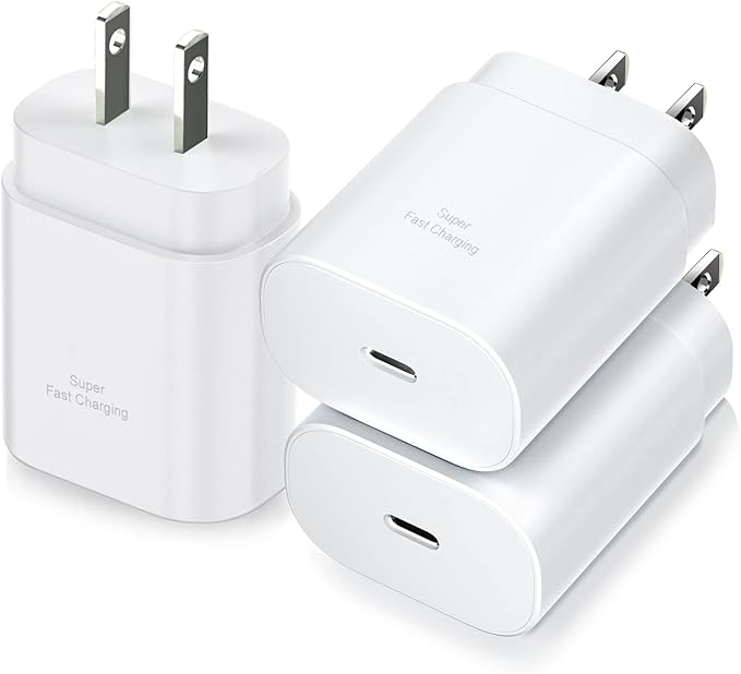 USB C Charger Block, Costyle 3 Pack 25W Super Fast Charger Type C Charging Block Compatible iPhone 15/14/13/12 Mini/11 Pro Max/XS/XR/SE/iPad Pro, Samsung S25/S24/S23/S22 Ultra/S21 Plus/S20 FE-White