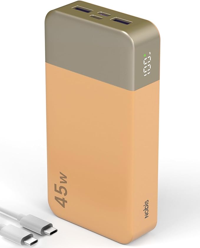 NOBIS Portable Charger,20000mAh Power Bank, 45W Fast Charging，Battery Pack with 2 USB-C (in/Out) & 2 USB-A, Digital Display & Small Current Mode, Compatible with Phone 17 S25 Tablet