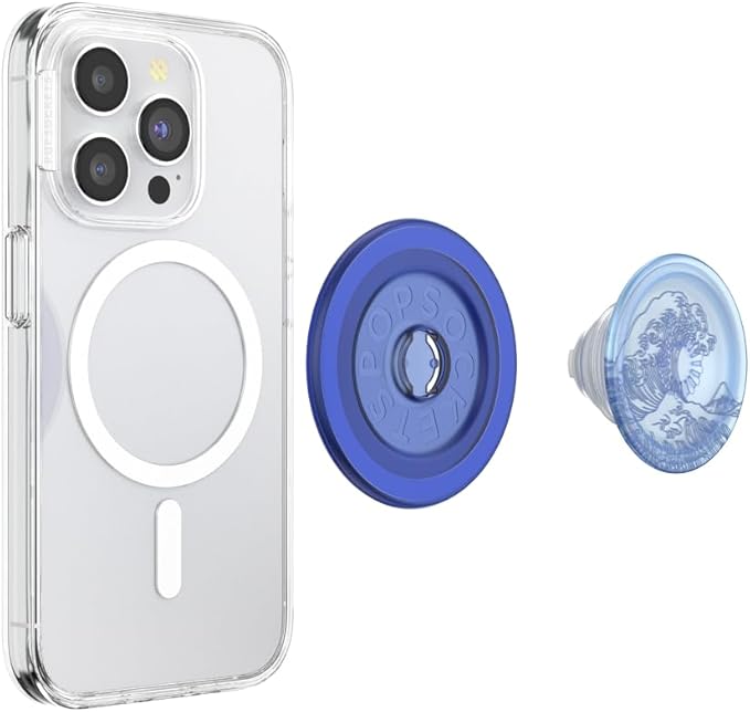 PopSockets Phone Grip for MagSafe, Magnetic Holder, Phone Stand, Blue - Translucent Ocean