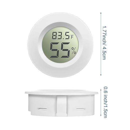 Weewooday Mini Hygrometer Thermometer Digital LCD Monitor Indoor/Outdoor Room Humidity Meter Temperature Gauge for Greenhouse Garden Reptile Incubator Cellar ℉/℃(White,4 Pcs)