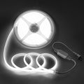 Aclorol COB LED Strip Lights 16.4FT Outdoor LED Flexible Light Waterproof AC 110V-120V LED Rope Light Plug in for Bedroom High Density Uniform COB Light Super White 6000K for Patio Grade Building