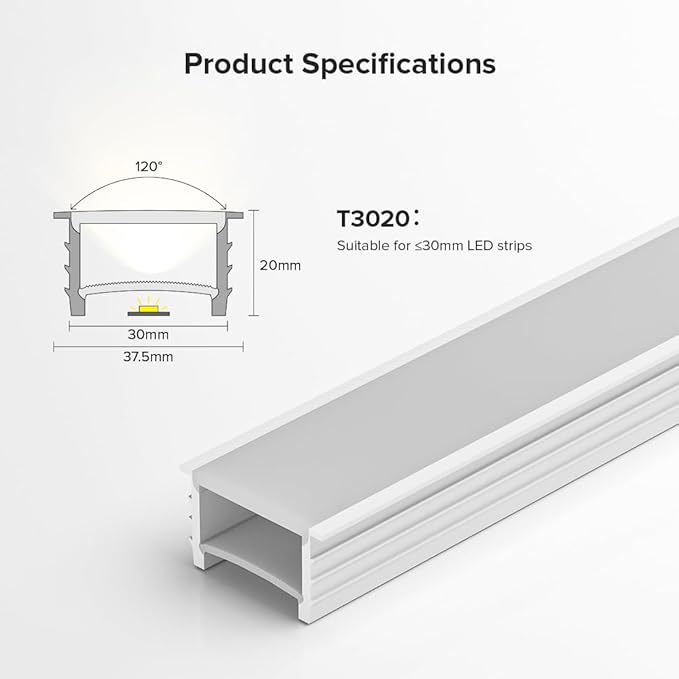 BTF-LIGHTING Silicone LED Channel System 9.8Ft Flexible Milky White Cover DIY Spotless Tube for ≤30mm Width LED Strip,Neon Rope Light Channel Diffuser, for Kitchen Cabinet, Room, Patio(No LED Strip)