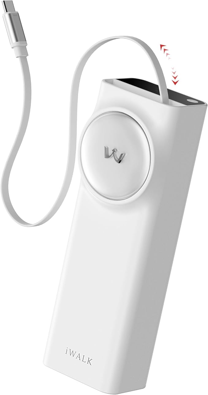 iWALK Laptop Power Bank, 20000mAh 65W Portable Charger with Built-In 2.3ft Retractable USB-C Cable & LED Display - Triple Outputs for MacBook Pro/Air, iPhone 17/16/15 Series, iPad Pro, Samsung S25/S24