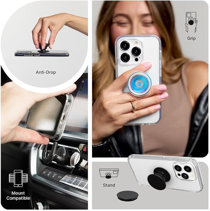PopSockets Adhesive Phone Grip, Holder, Phone Stand, Glitter - Foil Confetti Rose Gold