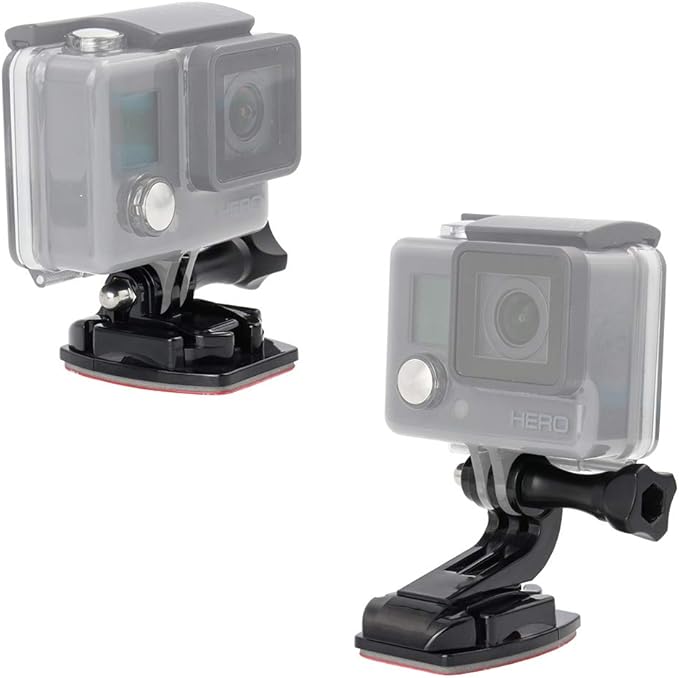Action Camera Accessories, Adhesived Curved & Flat Mounts with Buckle, 1/4 Screw Thread with Thumb Screw, Compatible with Gopro Mounts and All Cameras