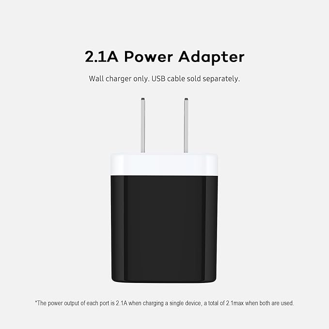 USB Wall Charger, Charger Block, AILKIN 2.1A Multiport Fast Charge Power Brick Cube for iPad, iPhone, Samsung Galaxy, Google Pixel, Motorola, Huawei, HTC, LG-2 Pcs, USB Box Charging Plug AC Adapter
