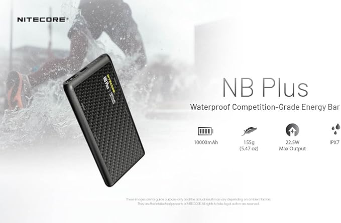 Nitecore NB Plus 10,000mAh Power Bank, Ultra Lightweight and Slim USB-C and USB-A Ports for Phones, iPads and More Travel Ready Fast Charging 5V/3A QC PD