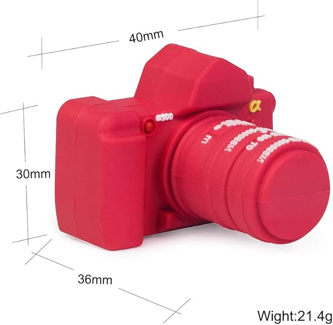 32GB Cute USB Flash Drive Funny Camera Shape Thumb Drive Silicone Memeory Stick U Disk for Kids Students Friends Gift Pendrive - Red