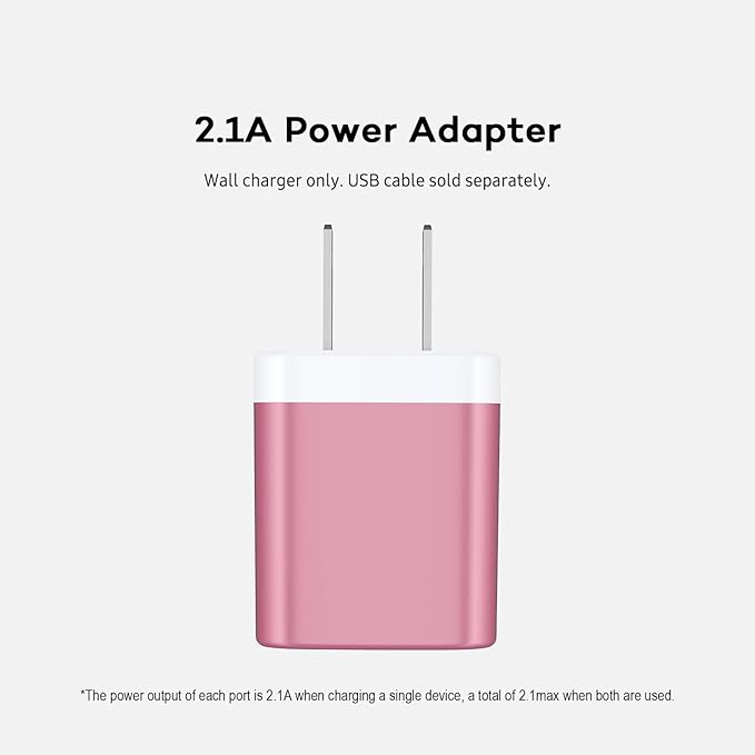 USB Wall Charger, Charger Block, AILKIN 2.1A Multiport Fast Charge Power Brick Cube for iPad, iPhone, iPod, Samsung Galaxy, Motorola, Moto, PS5, Huawei, HTC, LG, Nokia, USB A Charging Box, AC Adapter