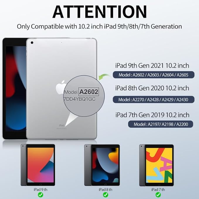 Smart Case for iPad 10.2 Inch 2021/2020/2019, for iPad 9th/8th/7th Generation Without Pencil Holder, Shockproof Cover with Soft TPU Back, Thin& Lightweight, Auto Sleep/Wake, Light Green
