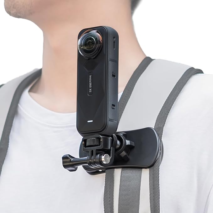 Insta360 X5 Backpack Clip Mount, 1/4" Quick Release 360° Adjustable Backpack Camera Clip Mount, 1/4" Bag Belt Holder Compatible with Insta360 X5/X4/X3/ One R/Go 2 and More Action Camera