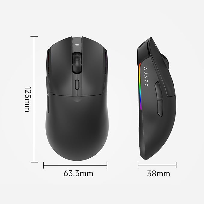 AJ139PRO Dual-Mode 2.4G/Wired Gaming Mouse, 59g Lightweight Design, PAW3395 Sensor, 26K DPI, 300mAh Battery with 40-Hour Battery Life for Windows, Mac Gamer.
