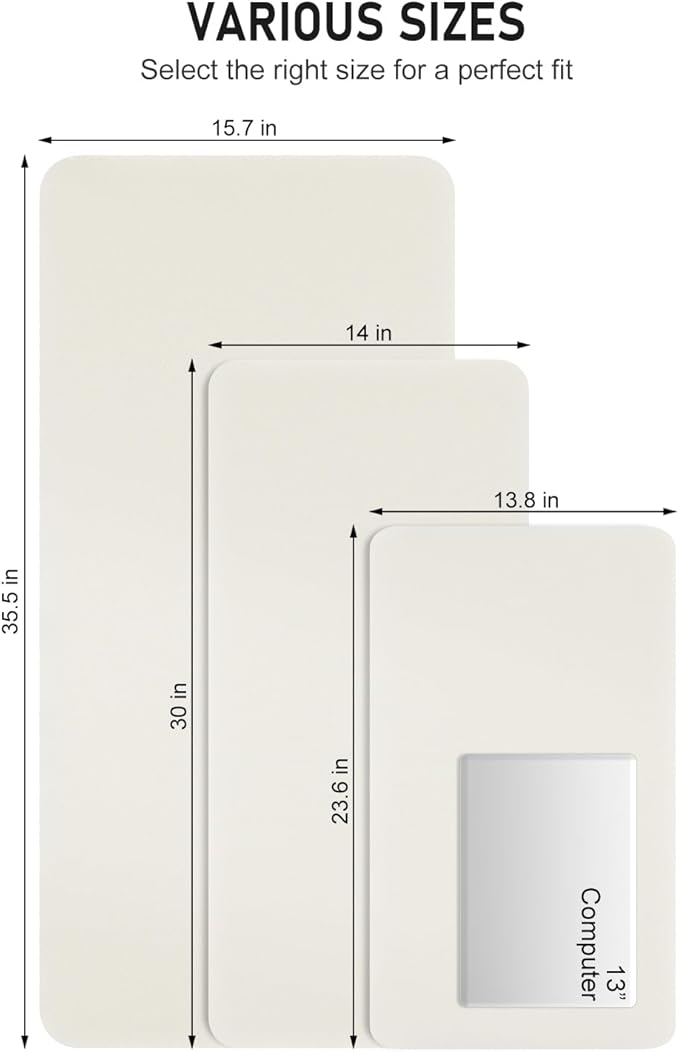 Desk Pad, 23.6" x 13.8" PU Leather Non-Slip Desk Mat Large Mouse Pad for Desktop, Waterproof Laptop Computer Writing Mat for Office, Home, Work, Gaming, Ivory White