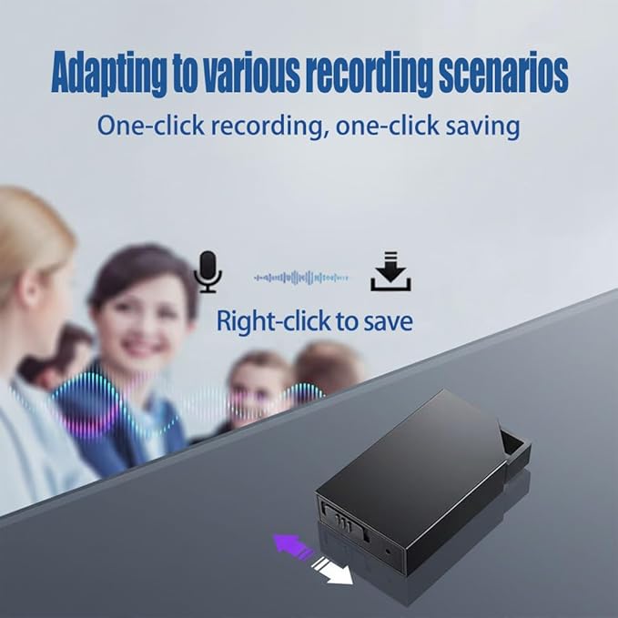Digital Voice Recorder with 64GB Memory, USB Charging, Voice Activated Recorder, Mini Small Square Voice Recorder Voice Recorder, Meetings, Lectures and Interviews（1 * 0.8 * 0.2）