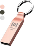 MOSDART Waterproof 128GB USB2.0 Flash Drive, exFAT Metal Memory Stick with Keychain, for System Back, Data Storage, Rose Gold