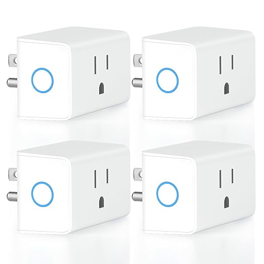 ELEGRP Matter Supported Mini Smart Plug, Smart Outlet 15A/1800W Max, Compatible with Apple Home, Siri, Alexa, Google Home, SmartThings, Compact Design, UL Certified, 2.4G Wi-Fi Only, White, 4 Pack