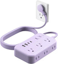Purple Extension Cord Surge Protector Power Strip with 6 Outlets 4 USB Ports(20W), Flat Extension Cord with Multiple Outlets, 5 ft Flat Plug Outlet Extender for Indoor, Office