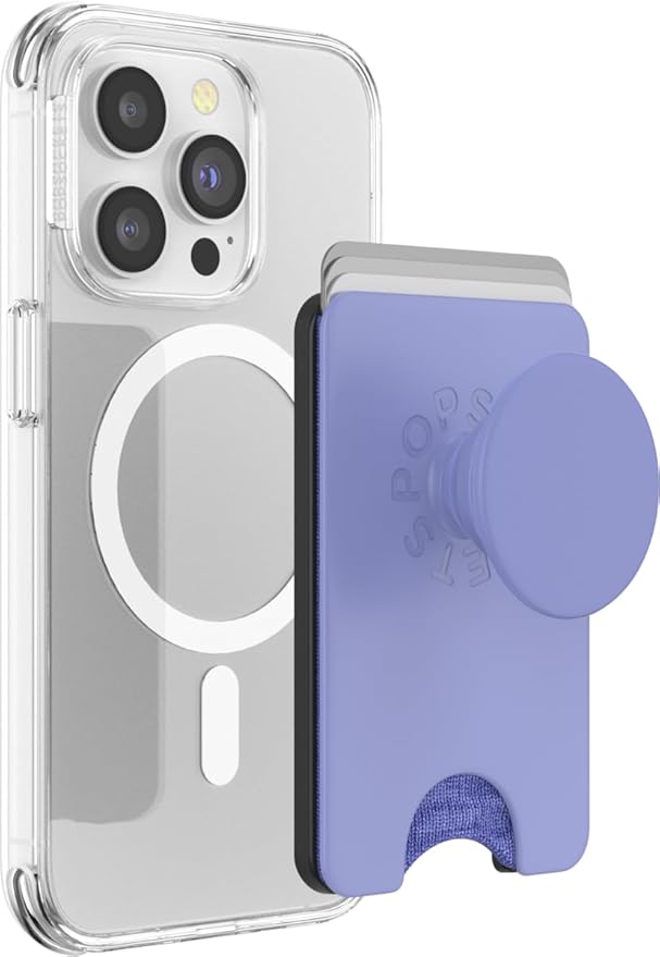 PopSockets Phone Wallet for MagSafe, Phone Card Holder with Grip, Purple - Deep Periwinkle