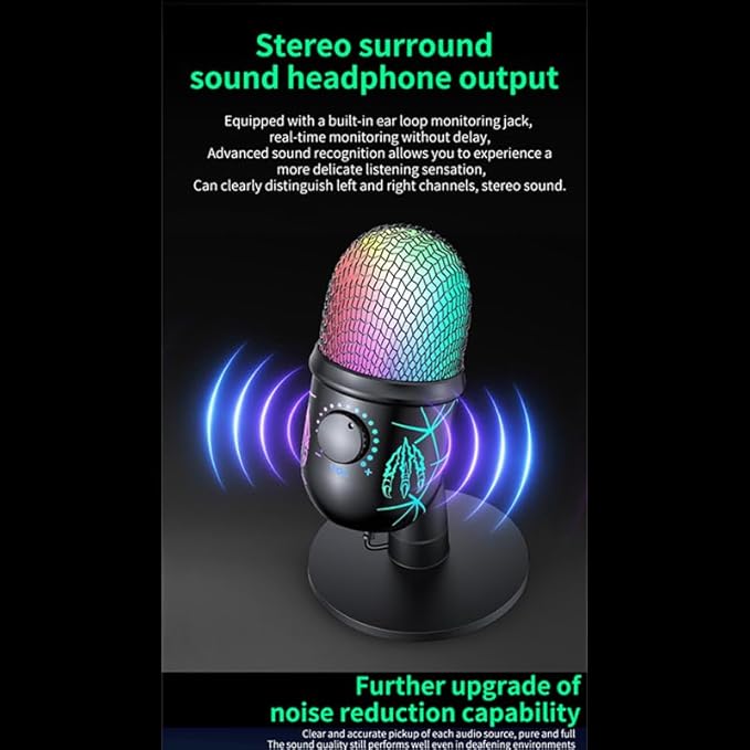 USB Gaming Microphone, RGB Condenser Mic for PC, Mac, PS4/PS5, Podcast Recording
