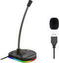 USB Computer Microphone with Mute Button and RGB Lighting,Plug&Play Mic for Conference,Gaming,YouTube,Desktop PC Mic for Mac/Window-Black-M8(3-Port Hub)