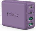 sccvee USB C Wall Charger, 40W 4-Port USB C Charger Block, Fast Charging Block Dual Port PD+QC Wall Plug Multiport Type C Compatible with iPhone 14/13/12/11/Pro Max/XS/XR/8/7, Tablet(Purple)