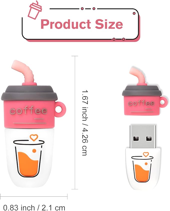 32GB Cute USB Flash Drive Computer Memory Stick Funny USB Pendrive for Teachers, Students, Family and Friends - Brown Coffee