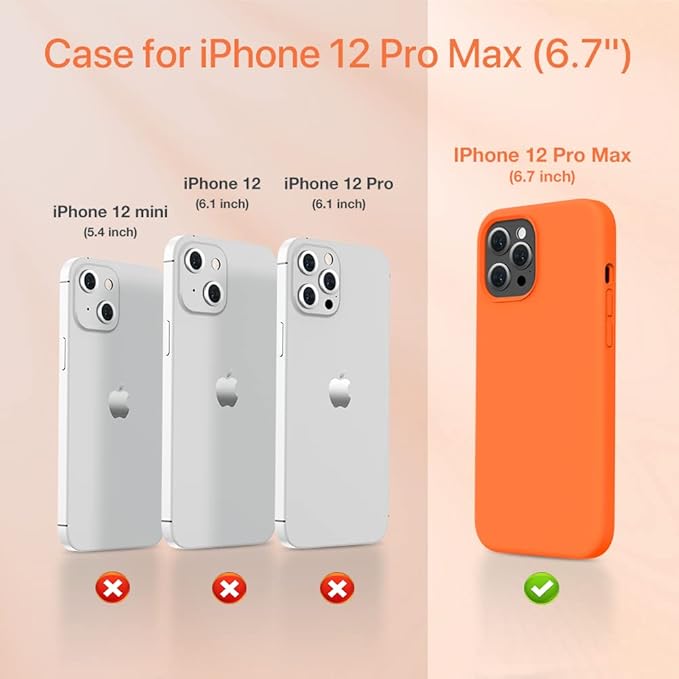 Miracase Compatible with iPhone 12 Pro Max Case, [Soft Anti-Scratch Microfiber Lining], Liquid Silicone Case Gel Rubber Shockproof Drop Protection Phone Case for 12 Pro Max, Orange