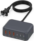 Updated USB C Fast Charger Block, 100W GaN 6 Port PD USB C QC USB A Wall Charger Adapter Plug Cube, Type C Charging Station Hub for iPhone 17 16 15 14 13 Pro Max iPad Samsung Pixel 5ft Extension Cord