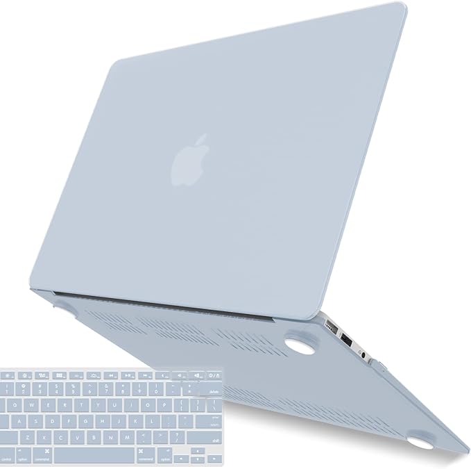 IBENZER Compatible with MacBook Air 11 Inch Case Model A1370 A1465, Soft Touch Plastic Hard Shell Case Bundle with Keyboard Cover for Mac Air 11, Sierra Blue, A11SIBL+1