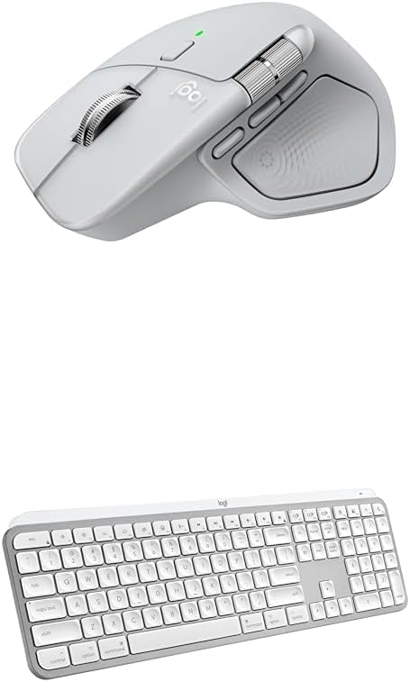 Logitech MX Master 4 for Mac Ergonomic Wireless Bluetooth Mouse with Haptic Feedback + MX Keys S for Mac Wireless Bluetooth Keyboard with Backlit Low Profile Keys - USB-C, MacOS, iPad OS-White Silver