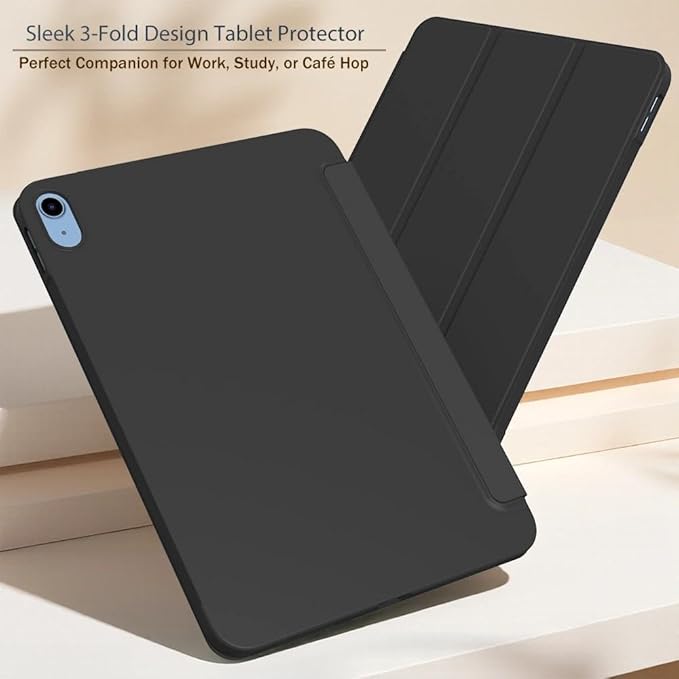 Case for iPad Air 11-inch M3 M2 2025 2024/10.9 Air 5th 4th Generation 2022 2020, Slim Lightweight Durable Protective Cover with Trifold Stand, Supports Auto Wake/Sleep, Black