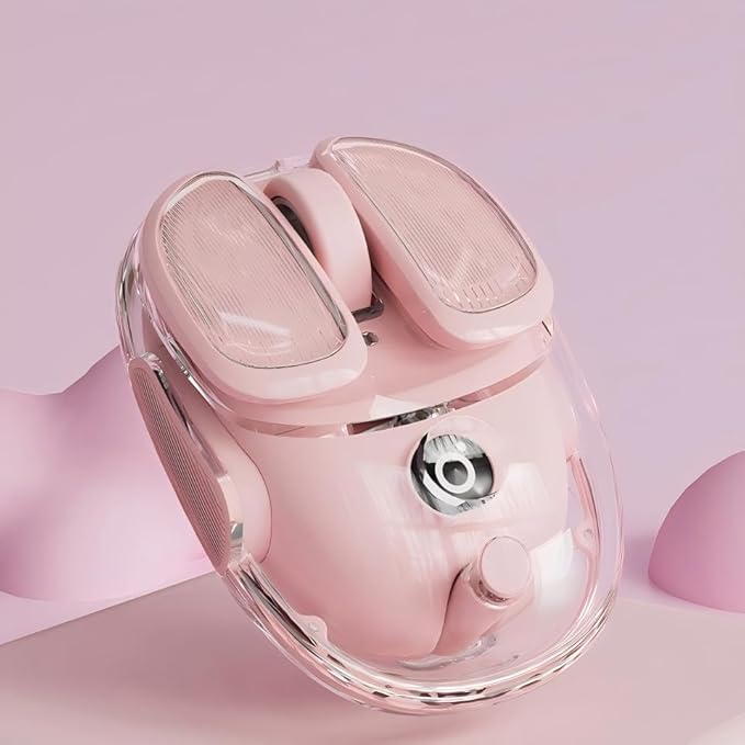 SEUNKWANG EWEADN Q9 Wireless Clear Mouse Dual Mode Bluetooth & 2.4G USB Computer Mouse with RGB Lighting, Silent Clicks, Multi-Device Compatibility for Laptop, PC, MacBook, iPad Cute Mouse-Pink