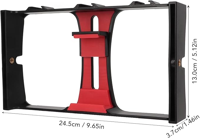 Smartphone Video Rig, Handheld Phone Video Camera Stabilizer, Portable Phone Photography Vlog Cage, with Cold Shoe Mount, 1/4in Screw Holes, for Live Broadcast(Red)