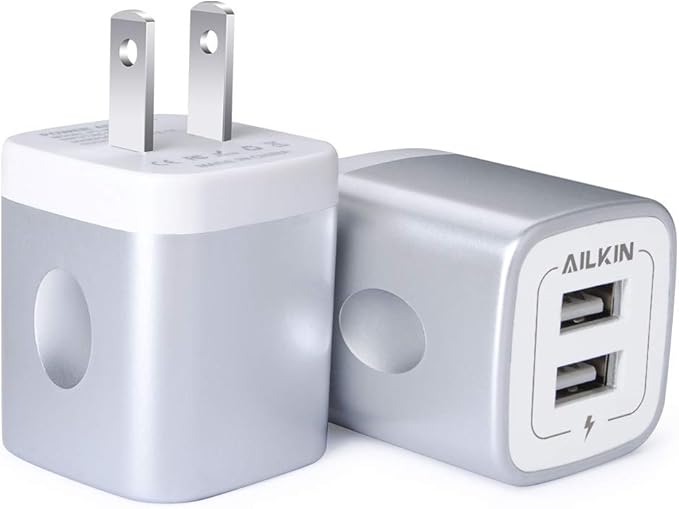 AILKIN 2.1A Multiport Fast Charge Power Brick Cube for iPad, iPhone, iPod, Samsung Galaxy, Motorola, Moto, Huawei, HTC, LG, Nokia, PlayStation5, Cell Phone Charger Box