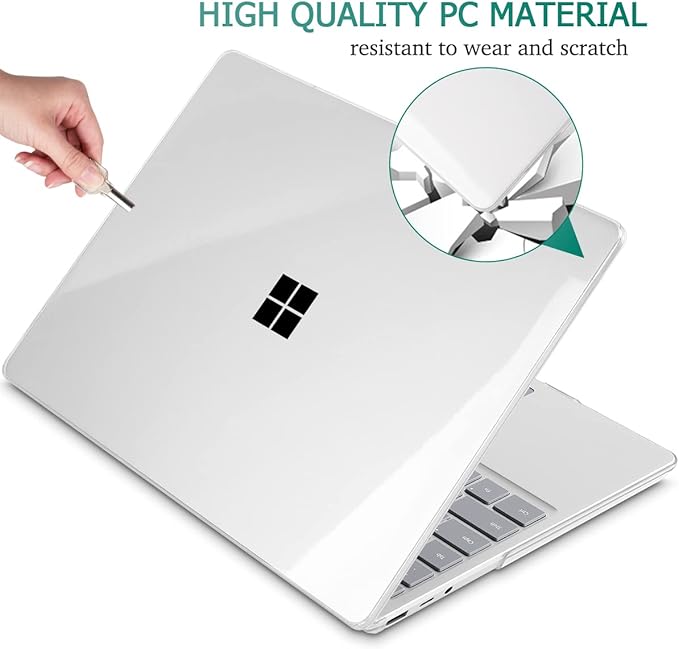 May Chen Compatible with Microsoft Surface Laptop Go 3 Go 2 Go 1 12.4 Inch Model 1943 2013 (2023 2022 2020 Release), Plastic Hard Shell Case with Screen Protector + Keyboard Cover, Crystal Clear