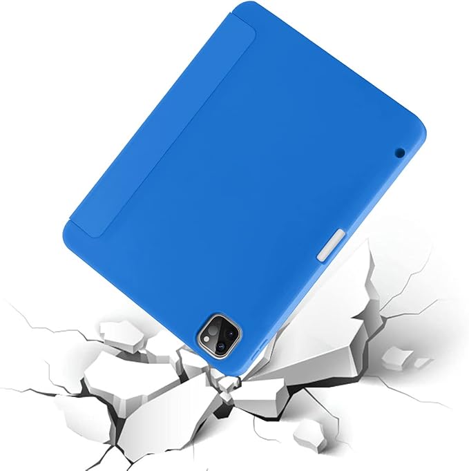 Case for iPad Pro 11 Inch 4th/3rd/2nd Generation 2022/2021/2020 with Pencil Holder [Support iPad 2nd Pencil Charging] Slim Trifold Stand Smart Protective Cover, Auto Wake/Sleep(Blue)