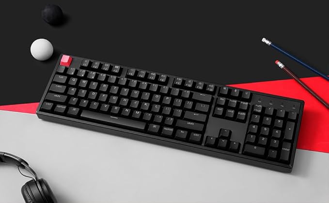Keychron K10 Version 2, QMK Wireless Mechanical Gaming Keyboard, Full Size Hot-swappable Super Red Switch, RGB Bluetooth/USB-C Wired Professional Office Keyboard for Mac/Windows