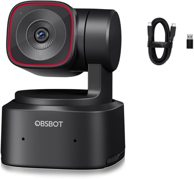 OBSBOT Tiny 2 Lite AI-Powered 4K UHD PTZ Webcam,1/2" CMOS 4X Digital Zoom, AI Auto Tracking, Auto Zoom, Gesture Control 2.0, Beauty Mode,Preset Modes,LiveStream for Game/Meeting/Online Educate