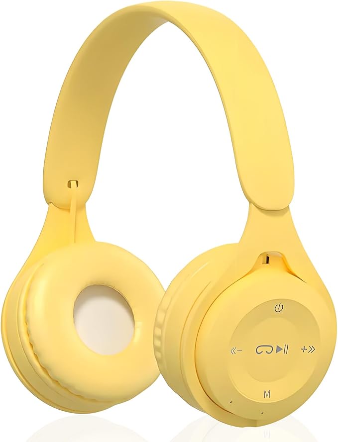 Upgraded Hybrid Noise Cancelling Headphones with Transparent Modes Wireless Bluetooth with Mic Deep Bass Soft-Earpads Hi-Fi Audio Comfortable Fit Long Playtime for Home Office Travel Over Ear Yellow