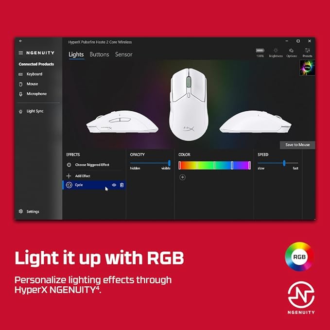 HyperX Pulsefire Haste 2 – Wireless Gaming Mouse- Ultra Lightweight, 61g, 100 Hour Battery Life, Dual Wireless Connectivity, Precision Sensor - White