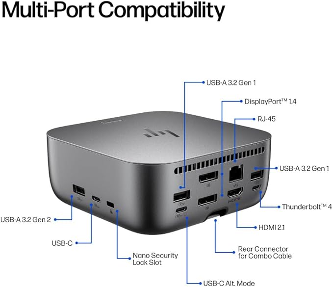 HP 280W G6 Thunderbolt 4 Ultra Dock Port Replicator Bundle w/DKZ Hub AW5M5UT#ABA (Universal Thunderbolt/USB-C Docking Station, Data Transfers to Any Brand Laptop, Single Cable for Charging) 5 Pack