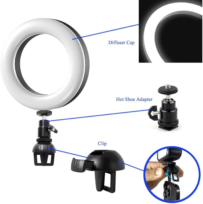 Video Conference Lighting Kit, HuaerHui LED Ring Light for Computer, Laptop, MacBook, Monitor with Clip Hot Shoes Mount, Lighting for Zoom Meetings/Remote Working/Self Broadcasting/Live Streaming