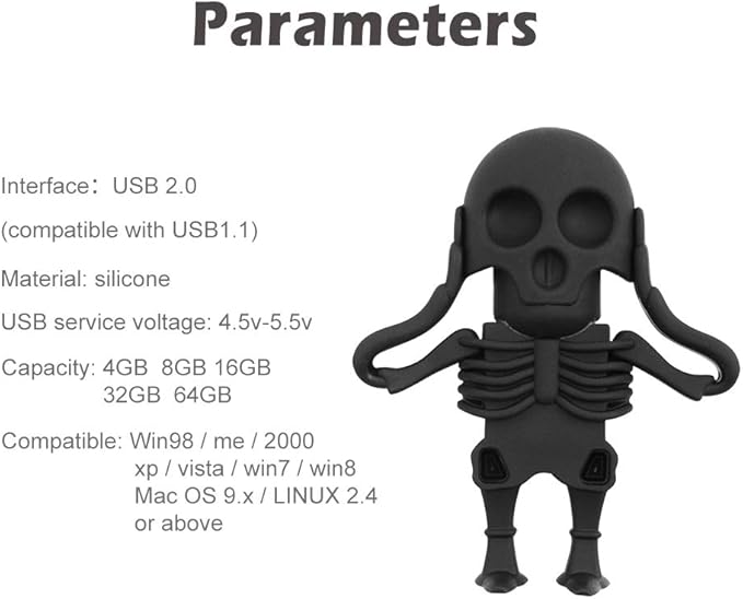 Cool USB Flash Drive 32GB Skeleton Shape Thumb Drive Computer Memory Stick Data Storgage Gift Pendrive for Teachers, Students, Family and Friends