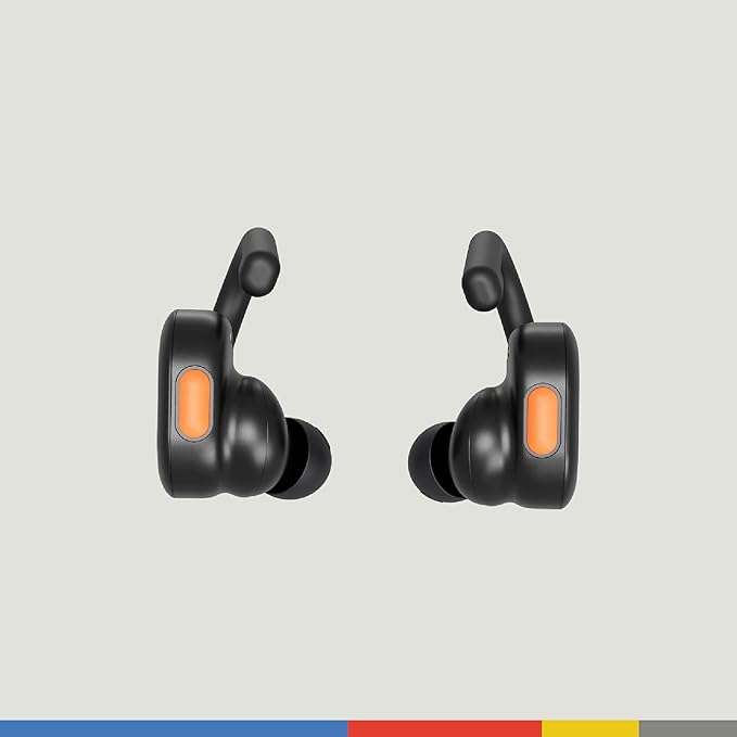 Skullcandy Push Active Wireless Earbuds, Bluetooth Headphones, Noise Isolating, 44 Hrs Battery, Secure-Fit Over-Ear Hanger, Sweat and Water Resistant, Microphone for iPhone Android - True Black/Orange